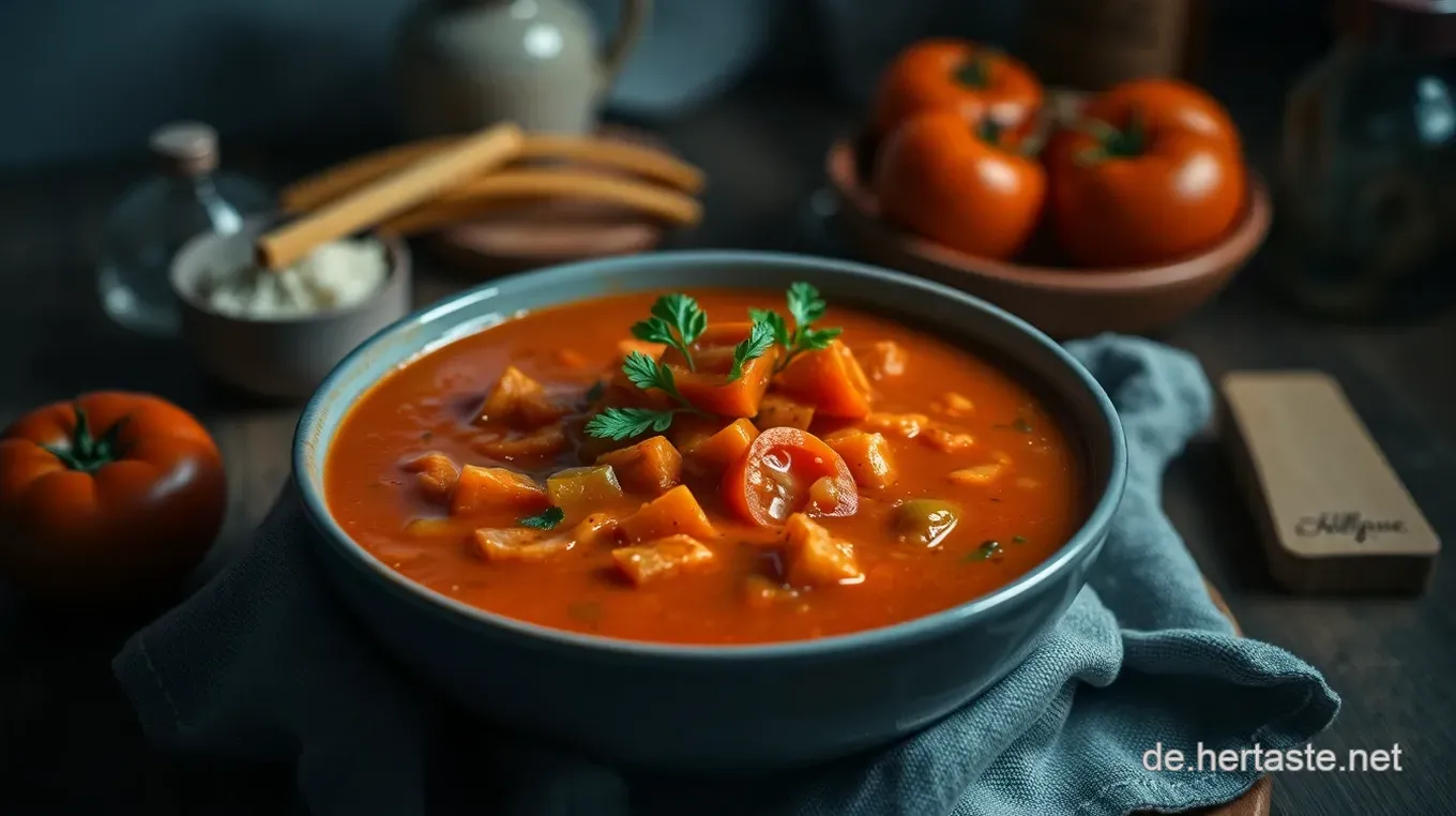 Hausgemachte Tomatensuppe Rezept: Ein einfaches Genuss-Erlebnis Hausgemachte Tomatensuppe mit frischen Kräutern