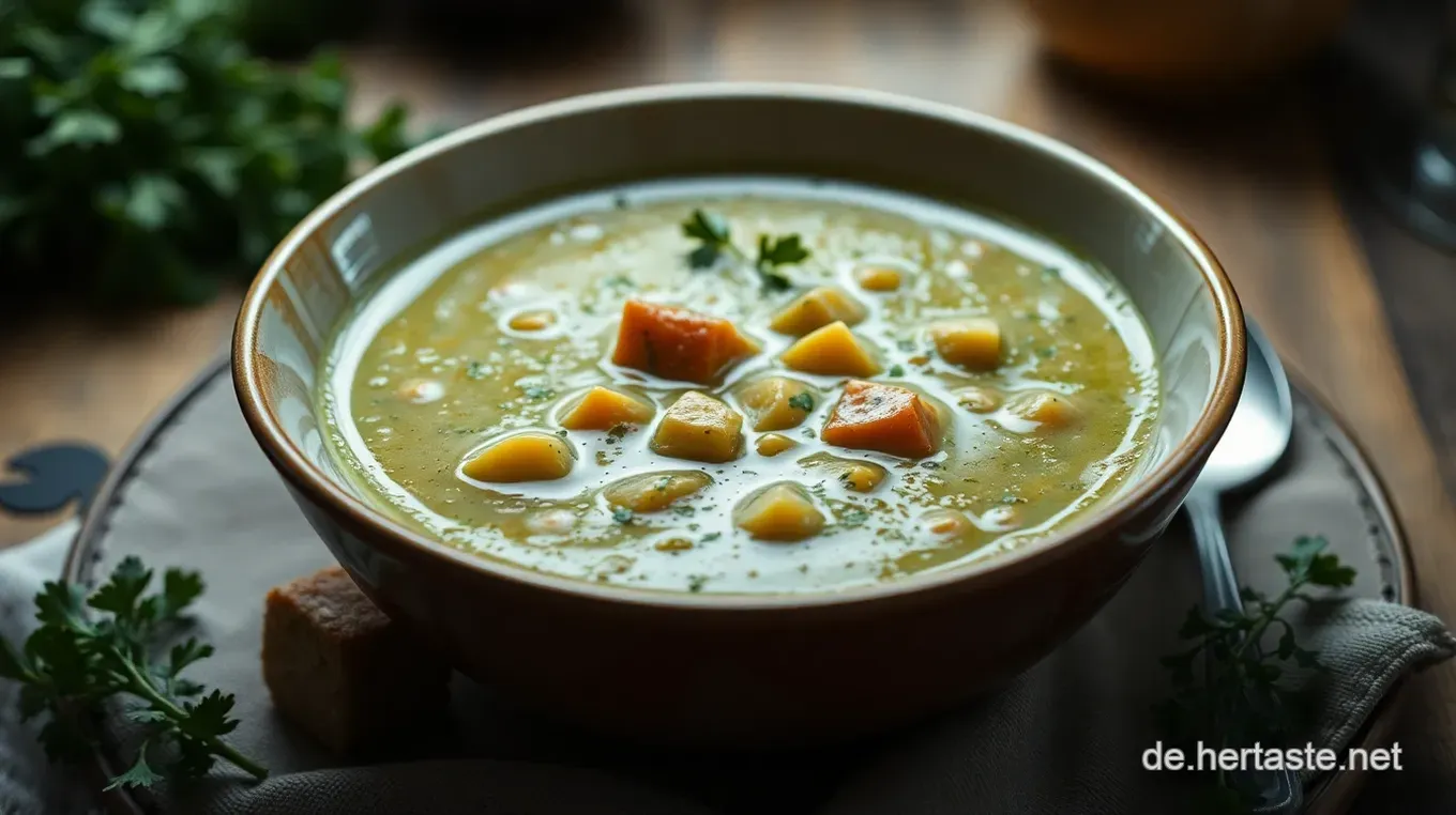Klassische Erbsensuppe Rezept: Ein herzhaftes grünes Vergnügen Klassische Erbsensuppe – Ein herzhaftes grünes Vergnügen