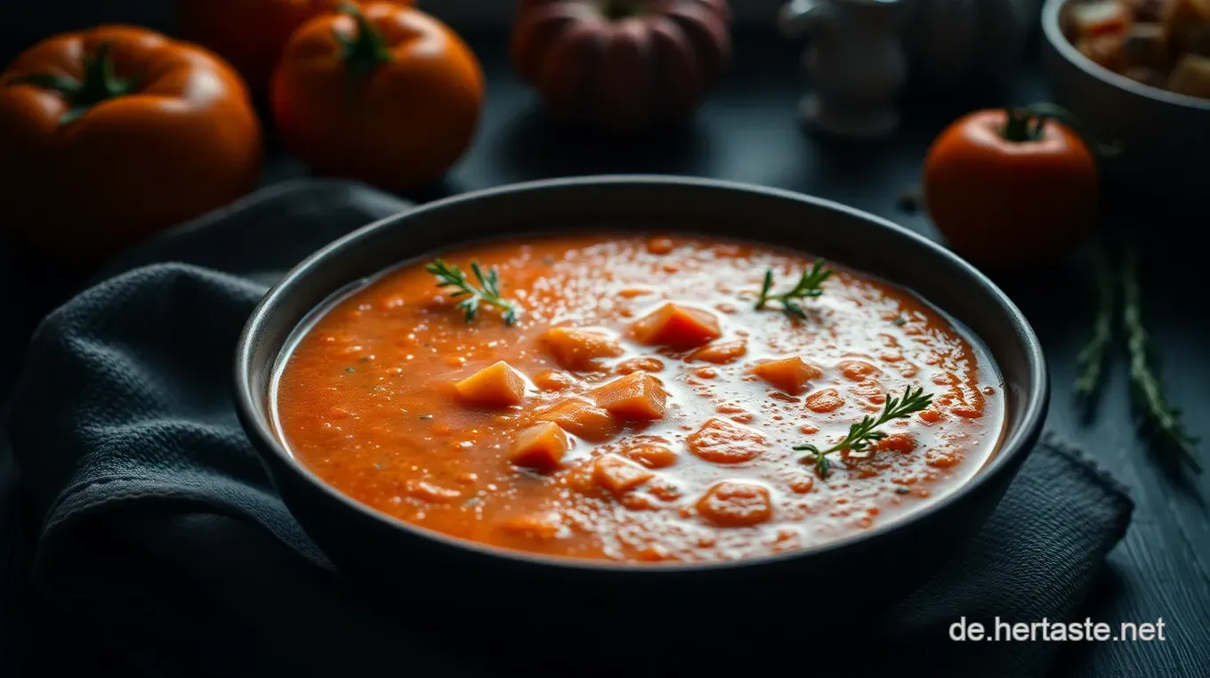 Köstliche Tomatensuppe mit passierten Tomaten – Ein einfacher Genuss Köstliche italienische Tomatensuppe - Ein Genuss aus passierten Tomaten