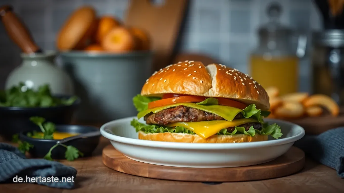Saftiger Hamburger mit hausgemachtem Brioche-Brötchen – Ein Familienliebling Saftiger Hamburger mit hausgemachtem Brioche-Brötchen