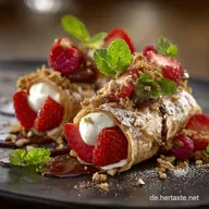 Bl&auml;tterteig mit Erdbeeren und NussNougatCreme Das schnelle, knusprige Dessert