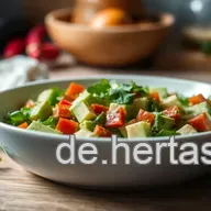 Cremiger Avocado Salat mit frischen Kr&auml;utern und Limetten-Dressing