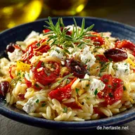 Mediterraner OrzoSalat Das beste Risoni Salat Rezept mit Feta und Zitrone