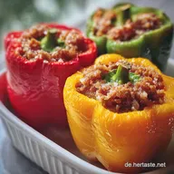 Gef&uuml;llte Paprika mit Hackfleisch im Backofen