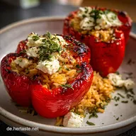 Gef&uuml;llte Paprika mit Reis Feta f&uuml;r 4