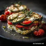 Mediterrane ZucchiniP&auml;ckchen mit Feta Ricotta Low Carb Abendessen