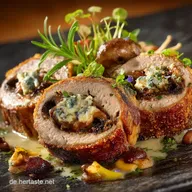 Gemserolle Low Carb Zarte Wildlende im Speckmantel mit PilzF&uuml;llung