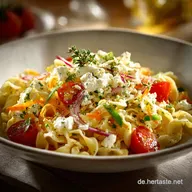 Griechischer Nudelsalat mit Feta Cremig w&uuml;rzig und schnell gemacht
