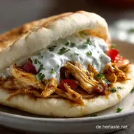 Crockpot Griechisches H&auml;hnchen Pita mit Tzatziki