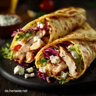 H&auml;hnchenWraps mit Salat und Feta: Proteinreicher Feierabend-Genuss in 30 Minuten