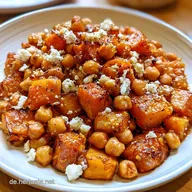 K&uuml;rbissalat mit Kichererbsen aus dem Ofen