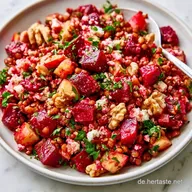 Linsensalat mit Roter Bete mit Feta und Apfel