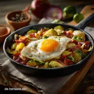Low Carb Gem&uuml;seHackpfanne mit Spiegelei Deftig schnell sattmachend