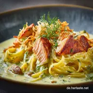 Nudeln mit Lachs in Sahnesauce Cremig schnell mit ZitronenDillNote