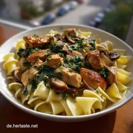 Pasta Mit Hhnchen Blattspinat Champignons REWE Rezept Einfach