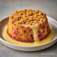 Rhabarber-Pudding-Kuchen: Saftig mit Streuseln
