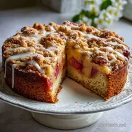 Rhubarb Crumble Cake: Saftiger R&uuml;hrteig mit Zimtstreuseln