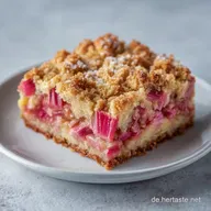 Rhabarberkuchen mit Streusel: Saftig