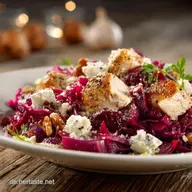 Rotkohl Salat mit gebratenem H&auml;hnchen und Feta: Herzhaft Frisch