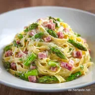 Schnelle Spargel Pasta Wei&szlig; mit Schinken