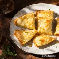 Knusprige Flammkuchen Taschen aus Bl&auml;tterteig I f&uuml;r Silvester