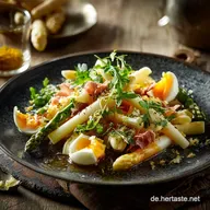 Spargelsalat mit Ei und Schinken Omas Klassiker mit Vinaigrette