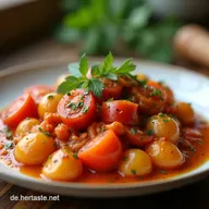 Einfache Stangenbohnen in Tomatensauce Geschmortes Sommergem&uuml;se