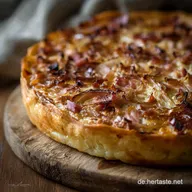 Zwiebelkuchen vom Blech Saftiges Rezept ohne Hefe und Speck