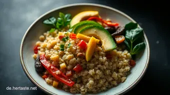 Bunte Buddha Bowl mit Quinoa und geröstetem Gemüse – Ein gesundes Rezept recipe card