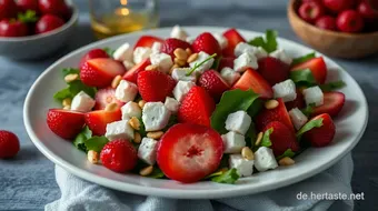 Erfrischender Salat mit Erdbeeren, Feta & Walnüssen - Ein Sommergenuss recipe card
