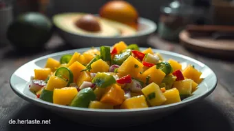Frischer Mango-Avocado-Salat: Einfaches Sommergericht für jeden Anlass recipe card