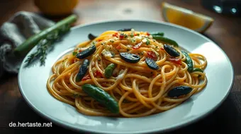 Köstliche Knoblauch Spaghetti mit Garnelen – Einfach und Schnell Zubereitet recipe card