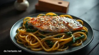 Lachsfilet auf Spinatnudeln – Ein schnelles & gesundes Gericht recipe card