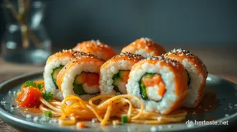 Leckeres Saki Maki Sushi: Frischer Lachs in perfekter Rolle recipe card