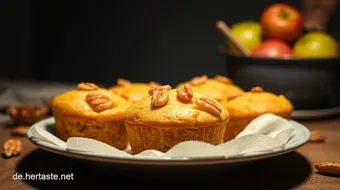 Saftige vegane Apfelmuffins mit Zimt und Walnüssen – Einfaches Rezept recipe card