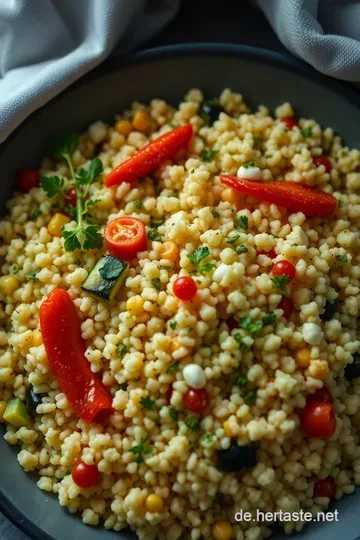 Aromatischer Gemüse-Couscous mit frischen Kräutern presentation