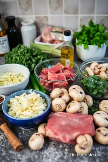 Boeuf Stroganoff – Ein klassisches russisches Rindfleischgericht ingredients