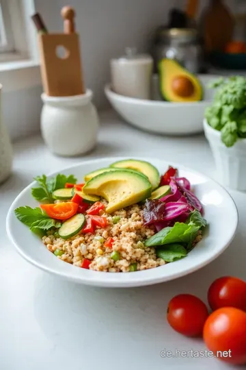 Bunte Buddha Bowl mit Quinoa und geröstetem Gemüse steps