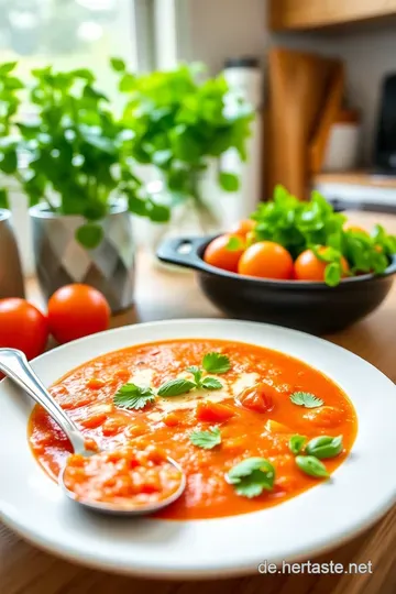 Cremige Tomatensuppe mit frischem Basilikum steps