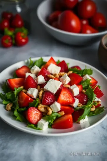 Erfrischender Erdbeersalat mit Feta und Walnüssen presentation