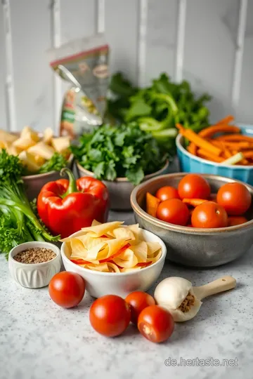 Frischer Glasnudelsalat mit Gemüse und Erdnussdressing ingredients