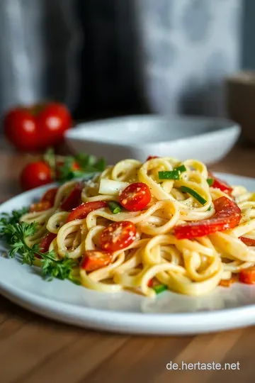 Frischer Glasnudelsalat mit Gemüse und Erdnussdressing presentation