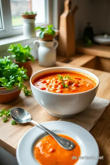 Hausgemachte Tomatensuppe mit frischen Kräutern steps