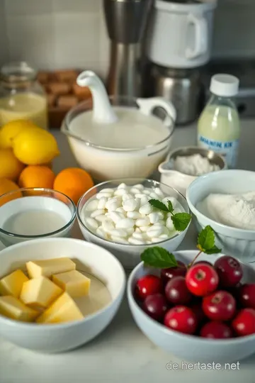 Hausgemachtes Vanilleeis mit heißen Himbeeren ingredients