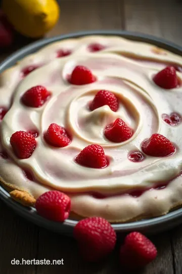 Hausgemachtes Vanilleeis mit heißen Himbeeren presentation