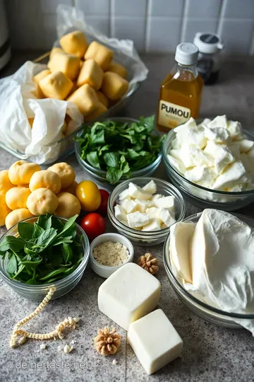 Herzhaft gefüllte Süßkartoffeln mit Feta und Spinat ingredients