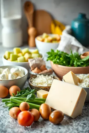 Herzhafter Brokkoli Auflauf mit Käse und Kartoffeln ingredients