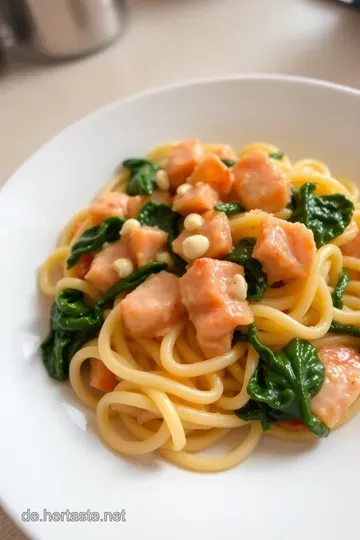 Himmlischer Nudelauflauf mit Lachs und Spinat steps