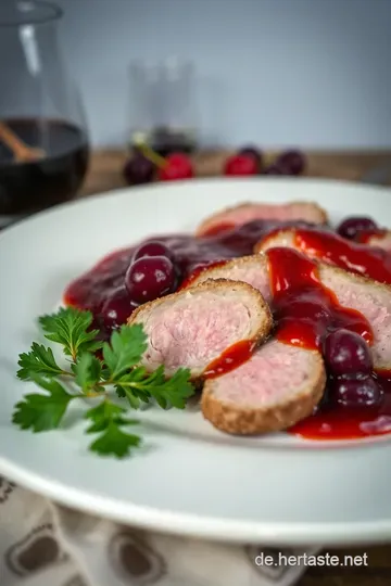 Köstliche Barbarie Entenbrust mit Himbeer-Sauce presentation