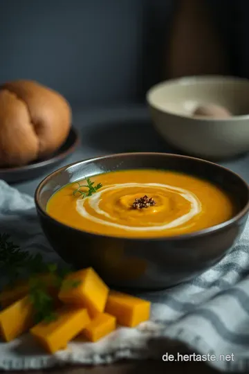 Köstliche Butternut-Kürbissuppe für die Herbstzeit presentation